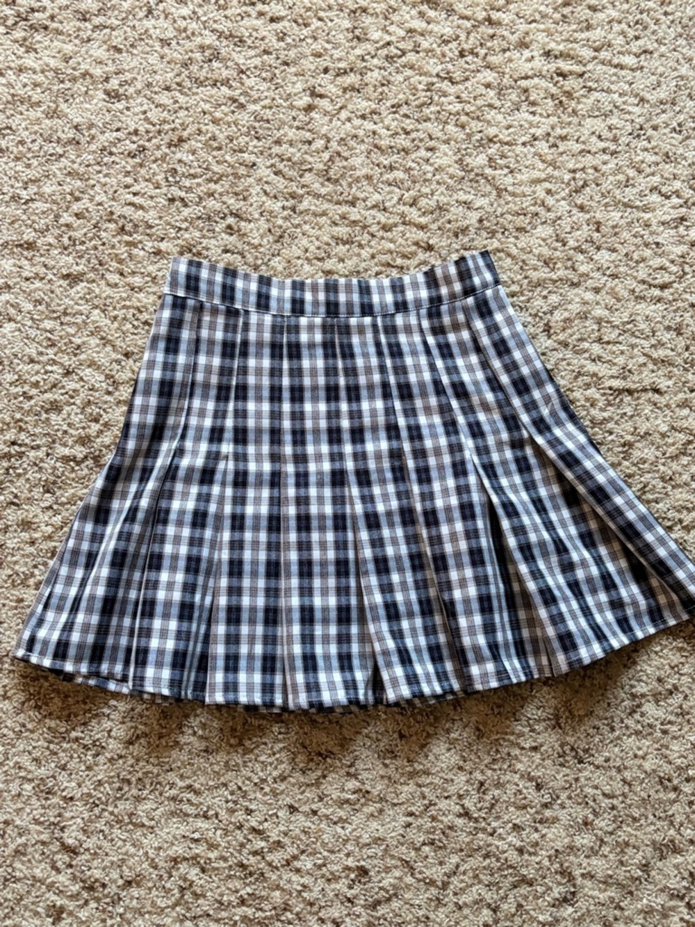 Better Be Black and White Plaid Pleated Skater Skirt
